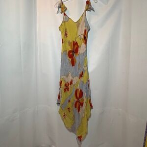 PHOOL Womens XL Y2K Floral Midi Dress Lined Handkerchief Boho Fairy Whimsigoth